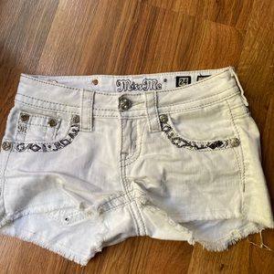 White Miss Me Denim Shorts